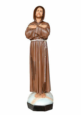 Statua San Francesco D Assisi Cm 82 Resina Con Occhi Di Cristallo 